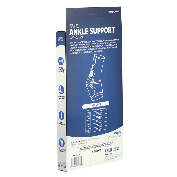 Olympa Snug Ankle Support with Gel Pad Cool Grey XXL - Easy Pharmacy LLC