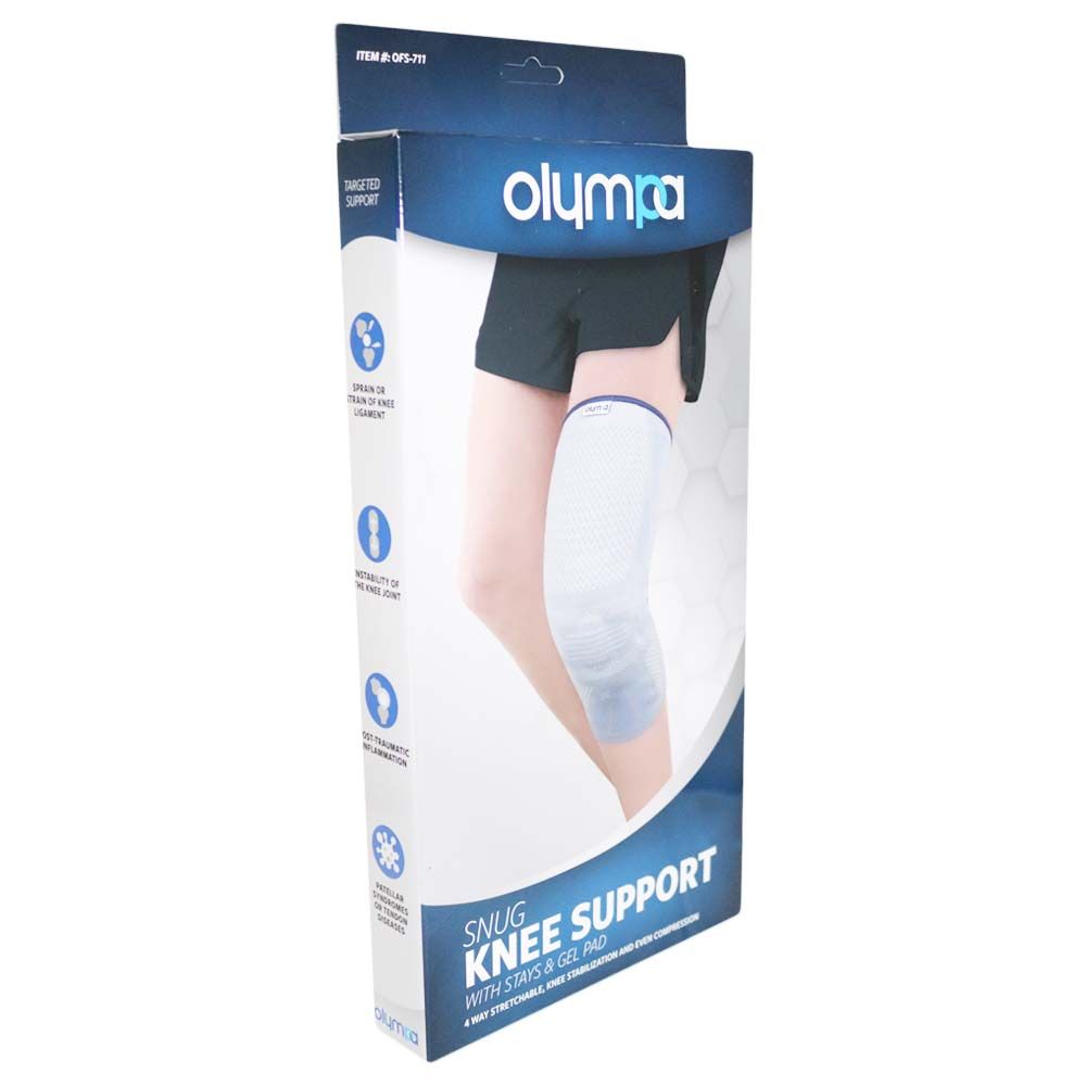 Olympa Snug Knee Support with Stay & Gel Pad Cool Grey Extra Extra Large OFS-711 - Easy Pharmacy LLC