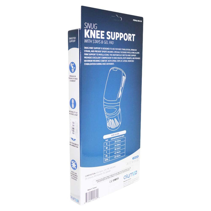 Olympa Snug Knee Support with Stay & Gel Pad Cool Grey Extra Extra Large OFS-711 - Easy Pharmacy LLC