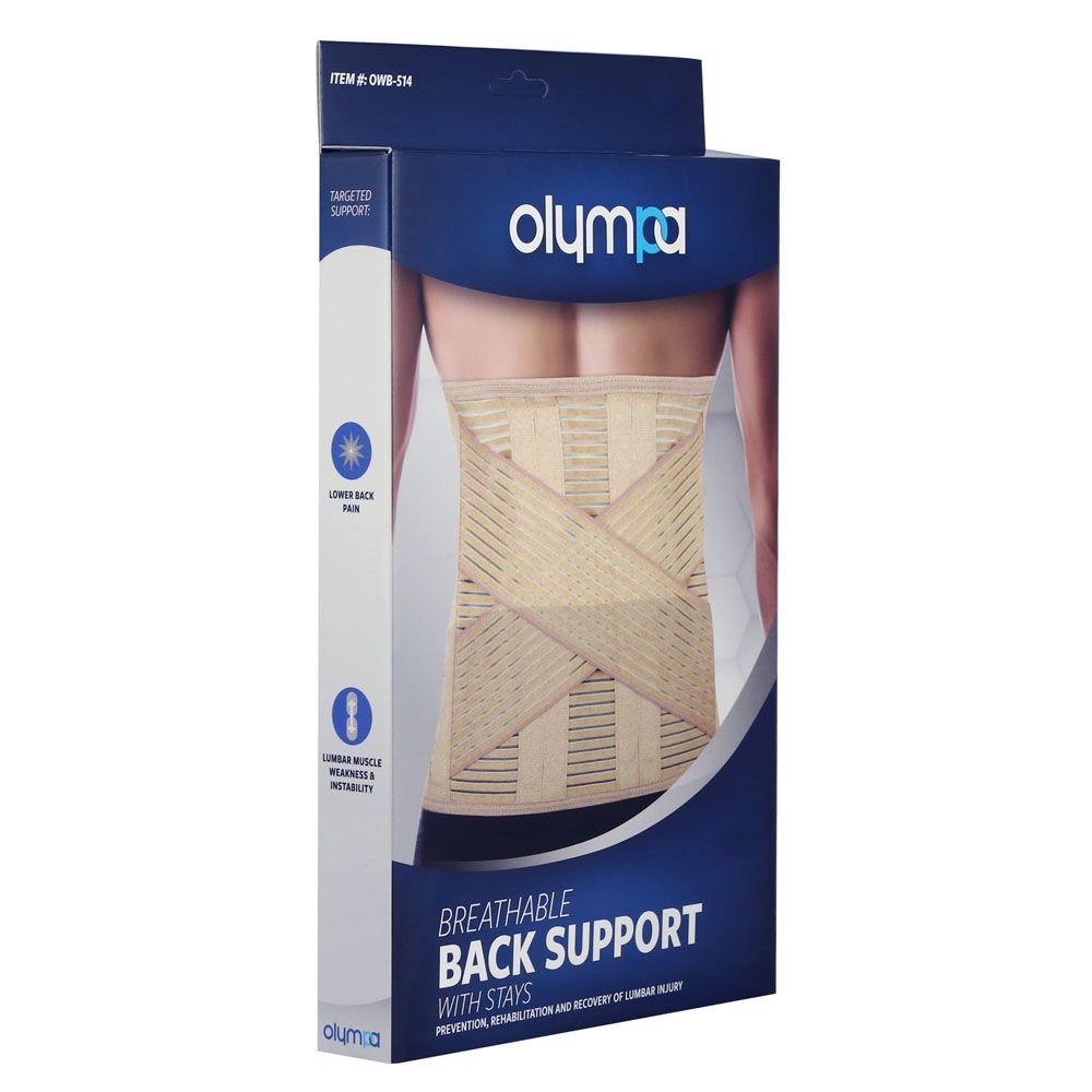 Olympa Breathable Back Support with Stays Beige Extra Large OWB-514 - Easy Pharmacy LLC