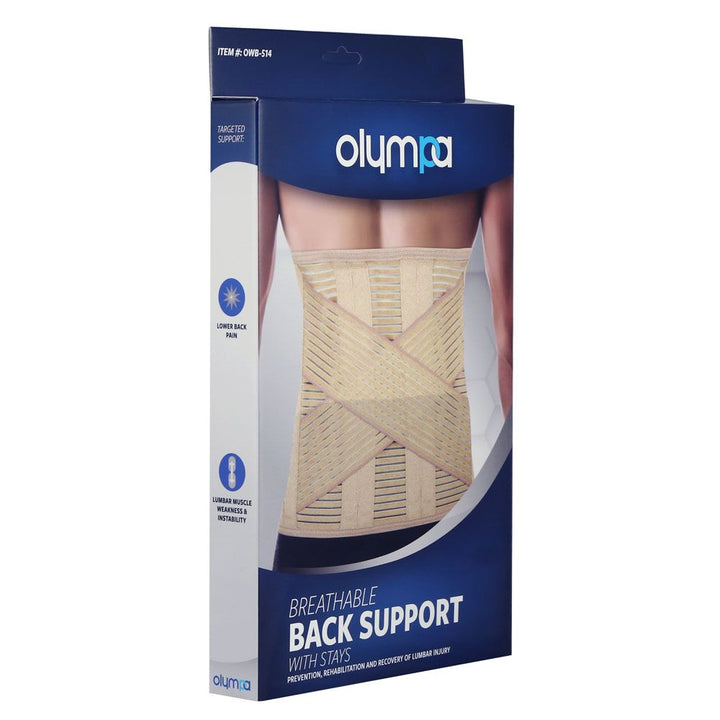 Olympa Breathable Back Support with Stays Beige Extra Large OWB-514 - Easy Pharmacy LLC