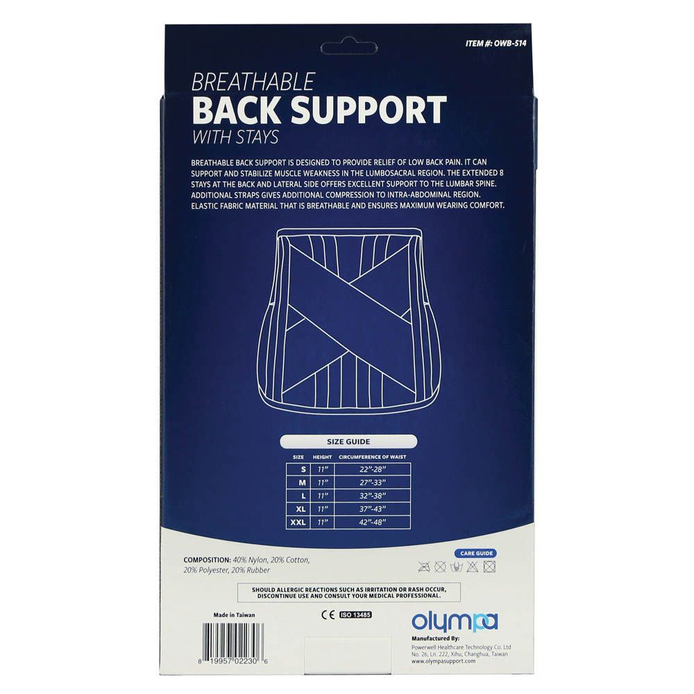 Olympa Breathable Back Support with Stays Beige XXL - Easy Pharmacy LLC