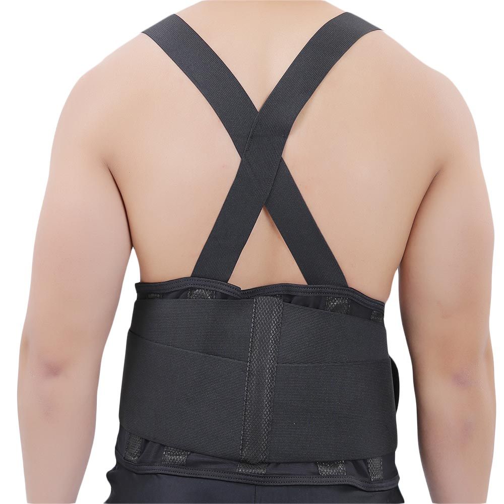 Olympa Industrial Back Support with Shoulder Straps Black Large OEB517 - Easy Pharmacy LLC