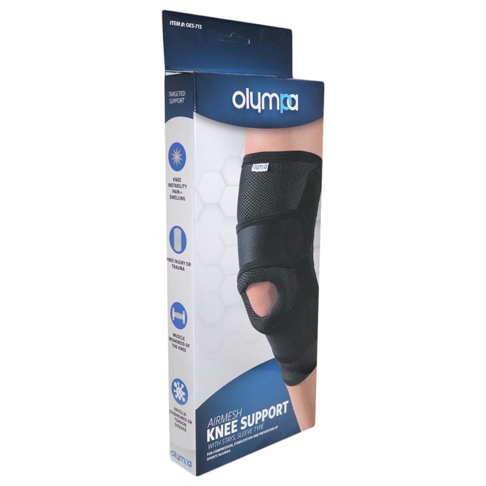 Olympa Airmesh Knee Support with Stays Sleeve Black Extra Large OES-713 - Easy Pharmacy LLC