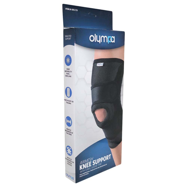 Olympa Airmesh Knee Support with Stays Sleeve Black Extra Large OES-713 - Easy Pharmacy LLC