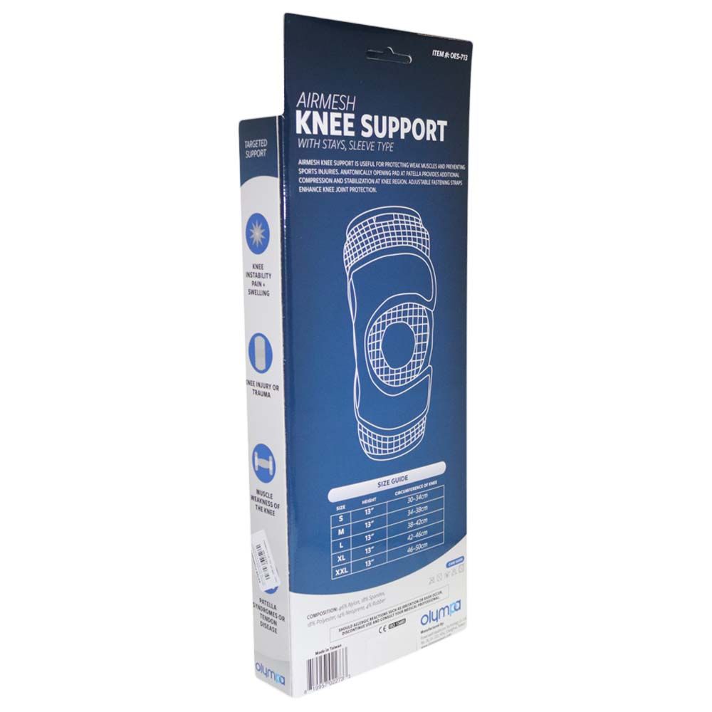 Olympa Airmesh Knee Support with Stays Sleeve Black Extra Large OES-713 - Easy Pharmacy LLC