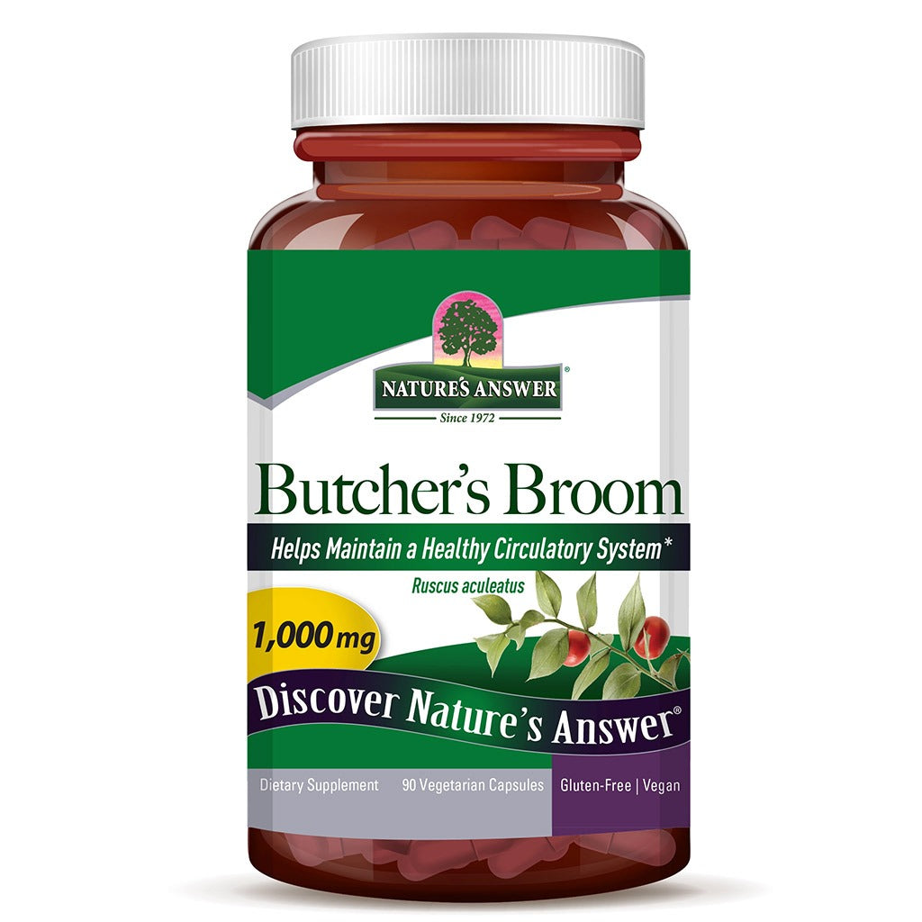 Nature's Answer Butcher's Broom Root 1000 mg Vegetarian Capsules 90's - Easy Pharmacy LLC