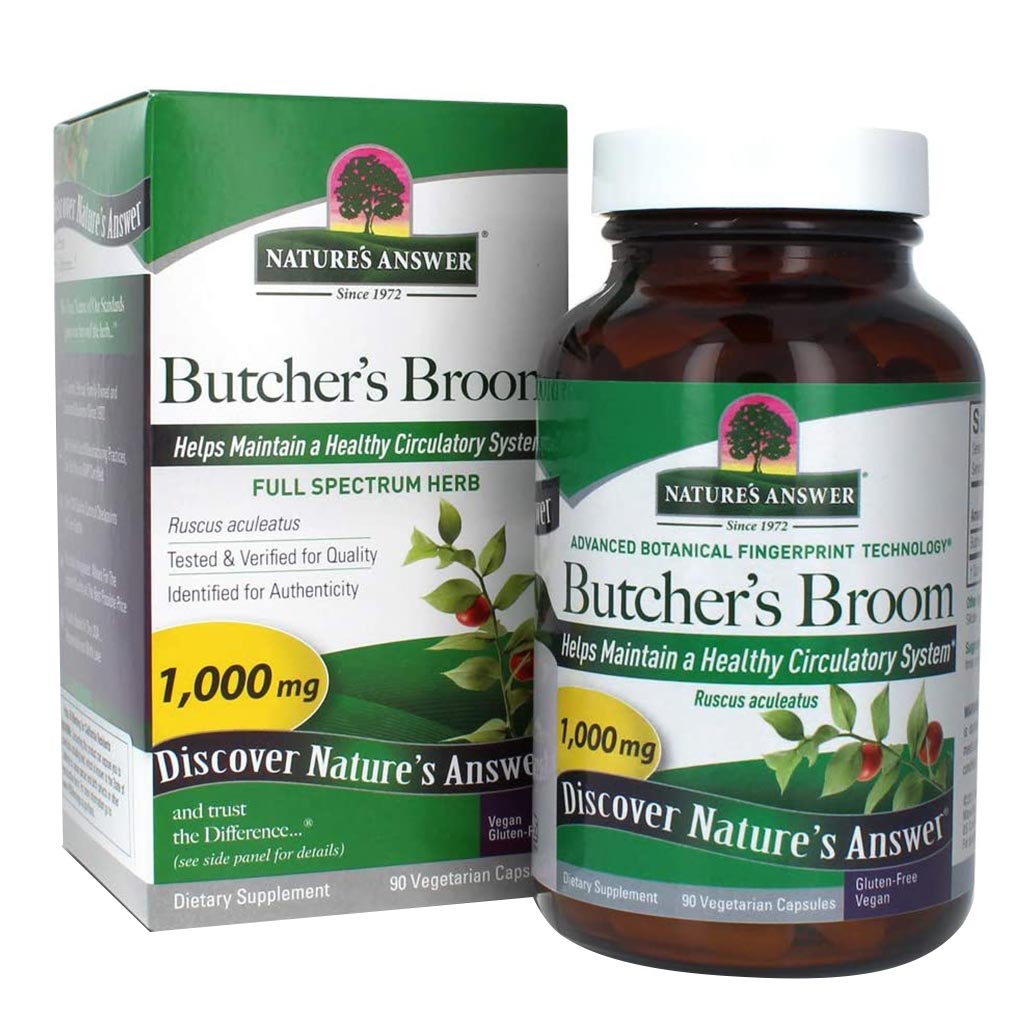 Nature's Answer Butcher's Broom Root 1000 mg Vegetarian Capsules 90's - Easy Pharmacy LLC