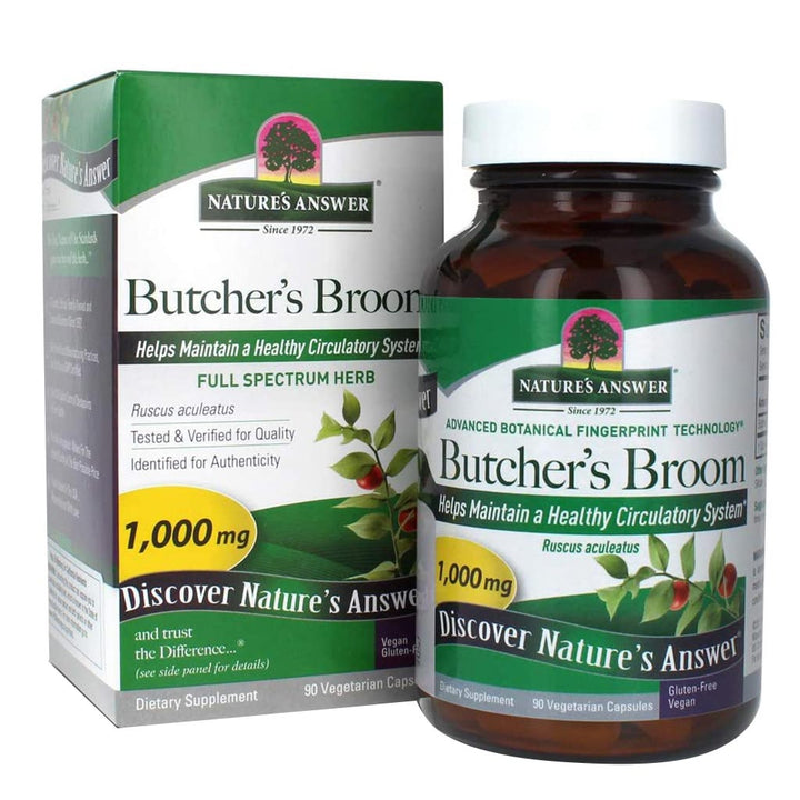Nature's Answer Butcher's Broom Root 1000 mg Vegetarian Capsules 90's - Easy Pharmacy LLC