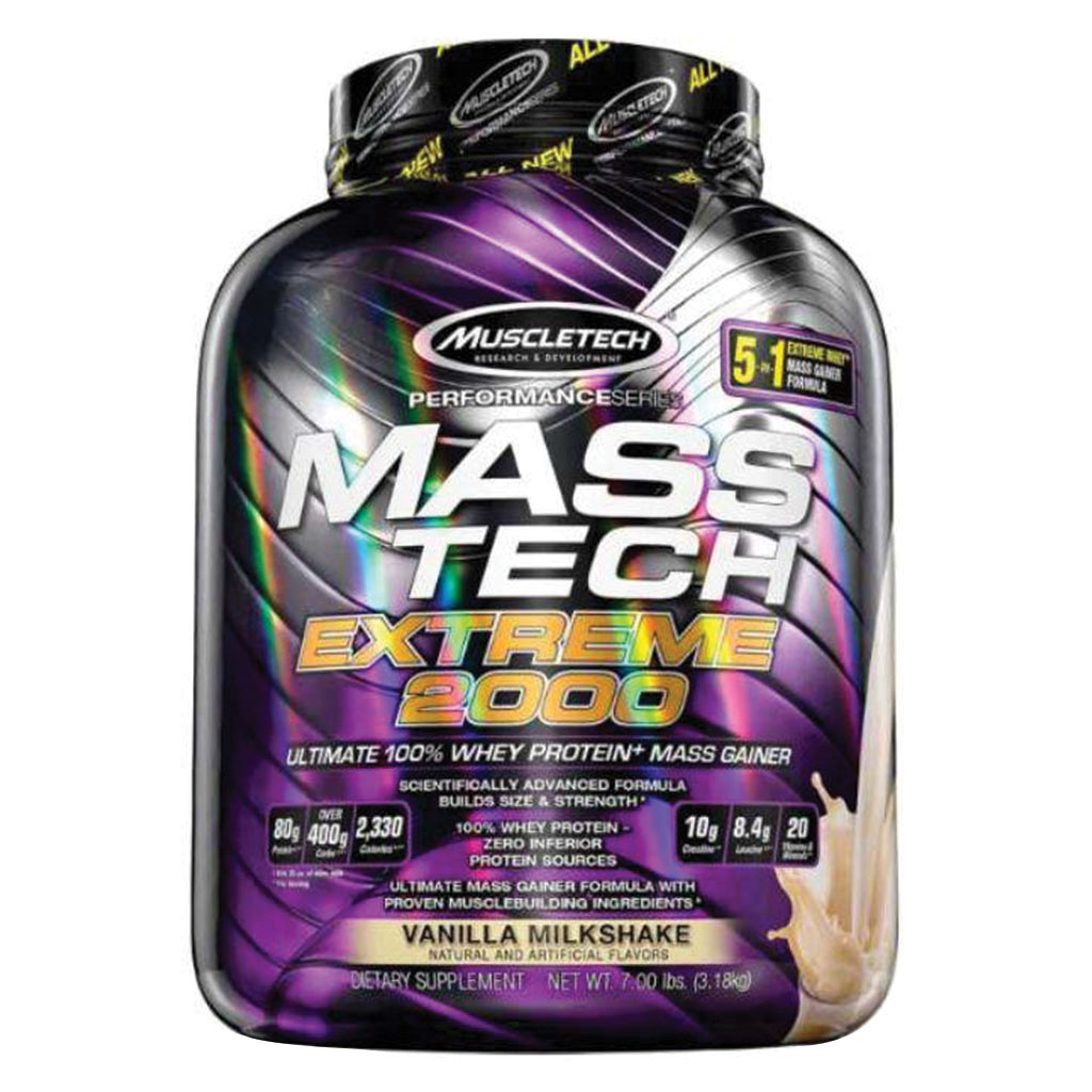 MuscleTech Mass Tech Extreme 2000 Whey Protein + Mass Gainer Vanilla Milkshake 7 Lbs - Easy Pharmacy LLC