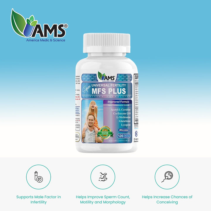AMS MFS Plus Vegetable Capsules To Increase Male Fertility, Pack of 120's - Easy Pharmacy LLC