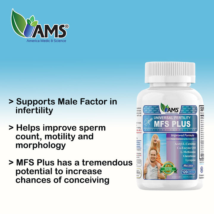 AMS MFS Plus Vegetable Capsules To Increase Male Fertility, Pack of 120's - Easy Pharmacy LLC
