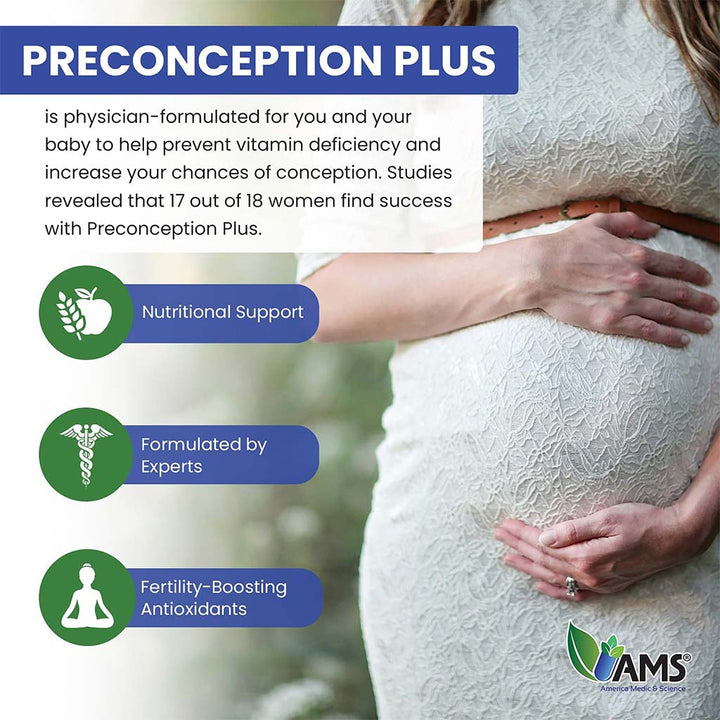 AMS Preconception Plus Vegetable Capsules, Prenatal Support, Conception And Fertility Supplement, Pack of 180's - Easy Pharmacy LLC