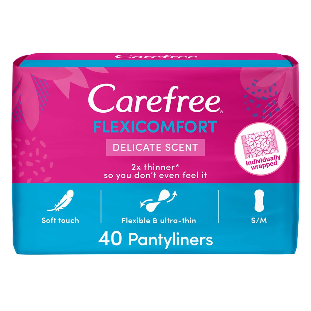 Carefree FlexiComfort Ultra-Thin Delicate Scented Panty Liners, Pack of 40's - Easy Pharmacy LLC