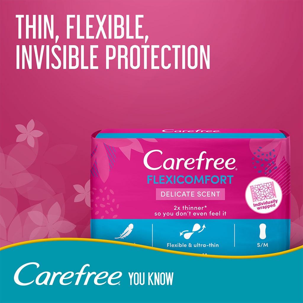 Carefree FlexiComfort Ultra-Thin Delicate Scented Panty Liners, Pack of 40's - Easy Pharmacy LLC