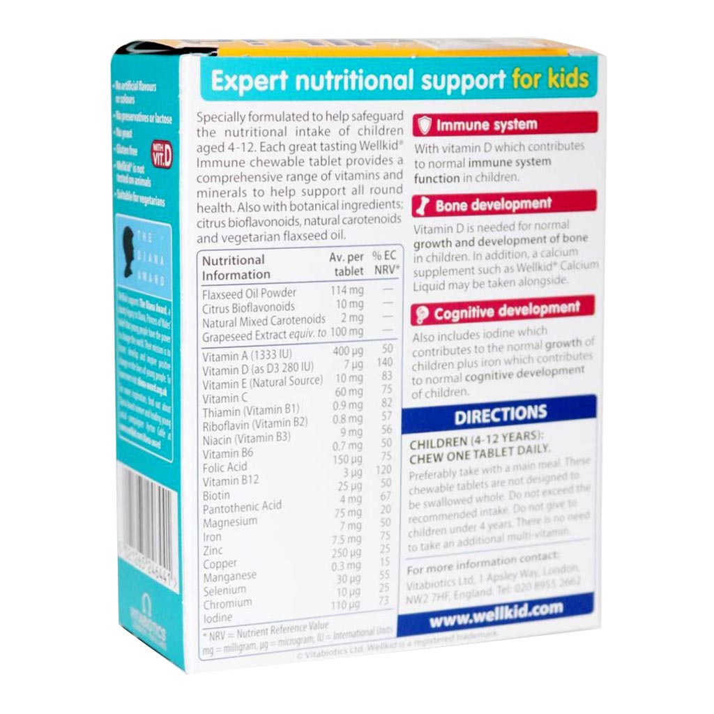 Vitabiotics Wellkid Immune Chewable Tablets With Multivitamins & Minerals For Kid's Immune Support, Pack of 30's - Easy Pharmacy LLC