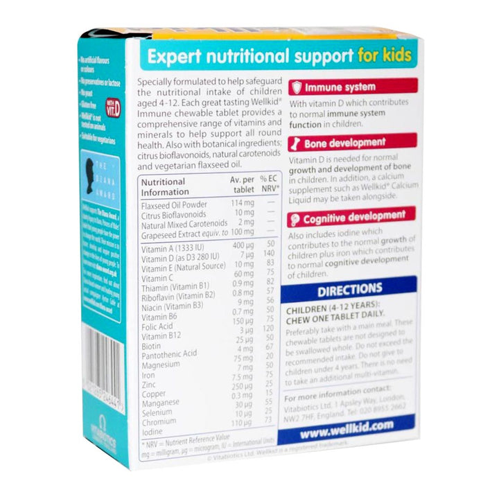 Vitabiotics Wellkid Immune Chewable Tablets With Multivitamins & Minerals For Kid's Immune Support, Pack of 30's - Easy Pharmacy LLC