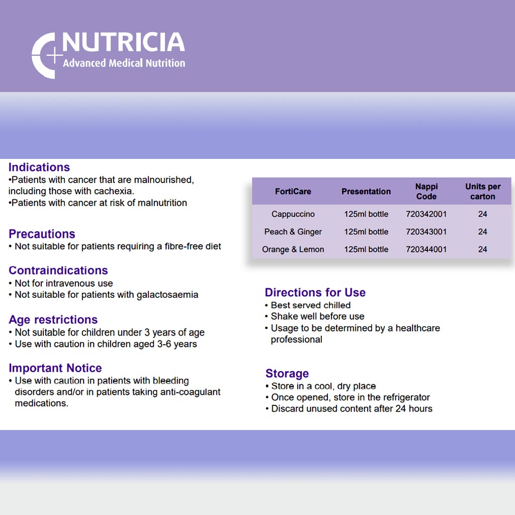 Nutricia Forticare RTD Peach & Ginger 125 mL 1's - Easy Pharmacy LLC