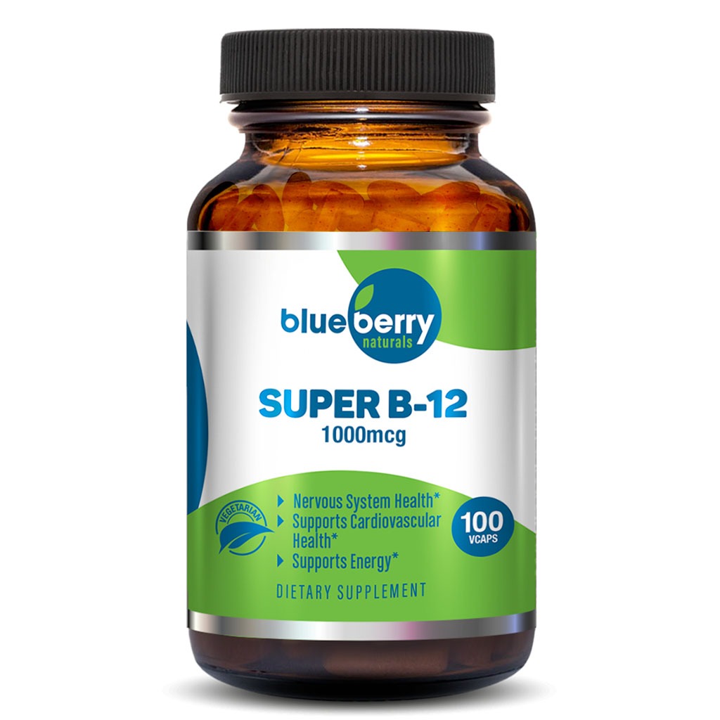 Blueberry Naturals Super B12 1000 mcg Vegetarian Capsules 100's B0074 - Easy Pharmacy LLC