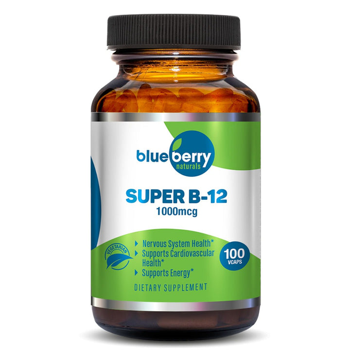 Blueberry Naturals Super B12 1000 mcg Vegetarian Capsules 100's B0074 - Easy Pharmacy LLC