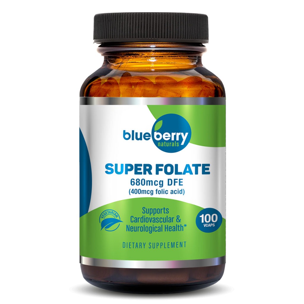 Blueberry Naturals Super Folate 400 mcg Vegetarian Capsules 100's B0098 - Easy Pharmacy LLC