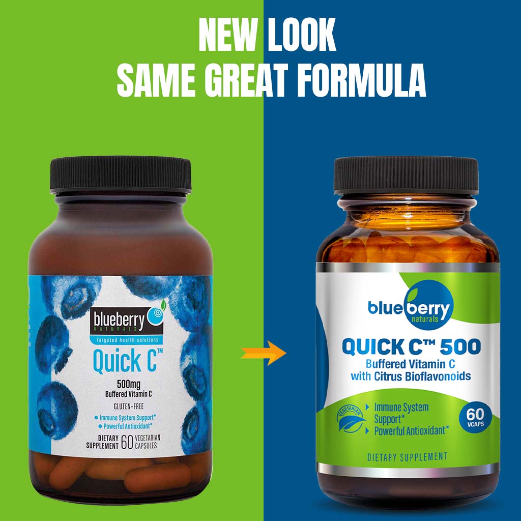 Blueberry Naturals Buffered Quick C 500 mg Vegetarian Capsules 60's B0128 - Easy Pharmacy LLC
