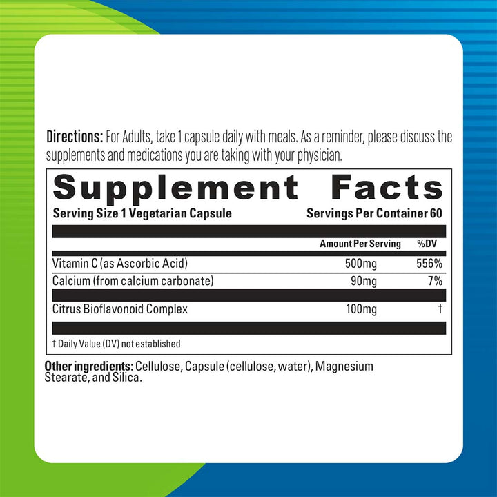 Blueberry Naturals Buffered Quick C 500 mg Vegetarian Capsules 60's B0128 - Easy Pharmacy LLC