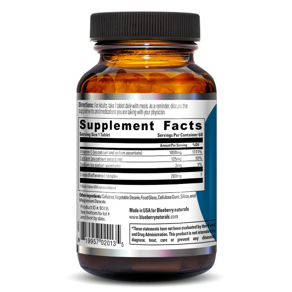 Blueberry Naturals Buffered Quick C 1000 mg Tablets 60's B0135 - Easy Pharmacy LLC