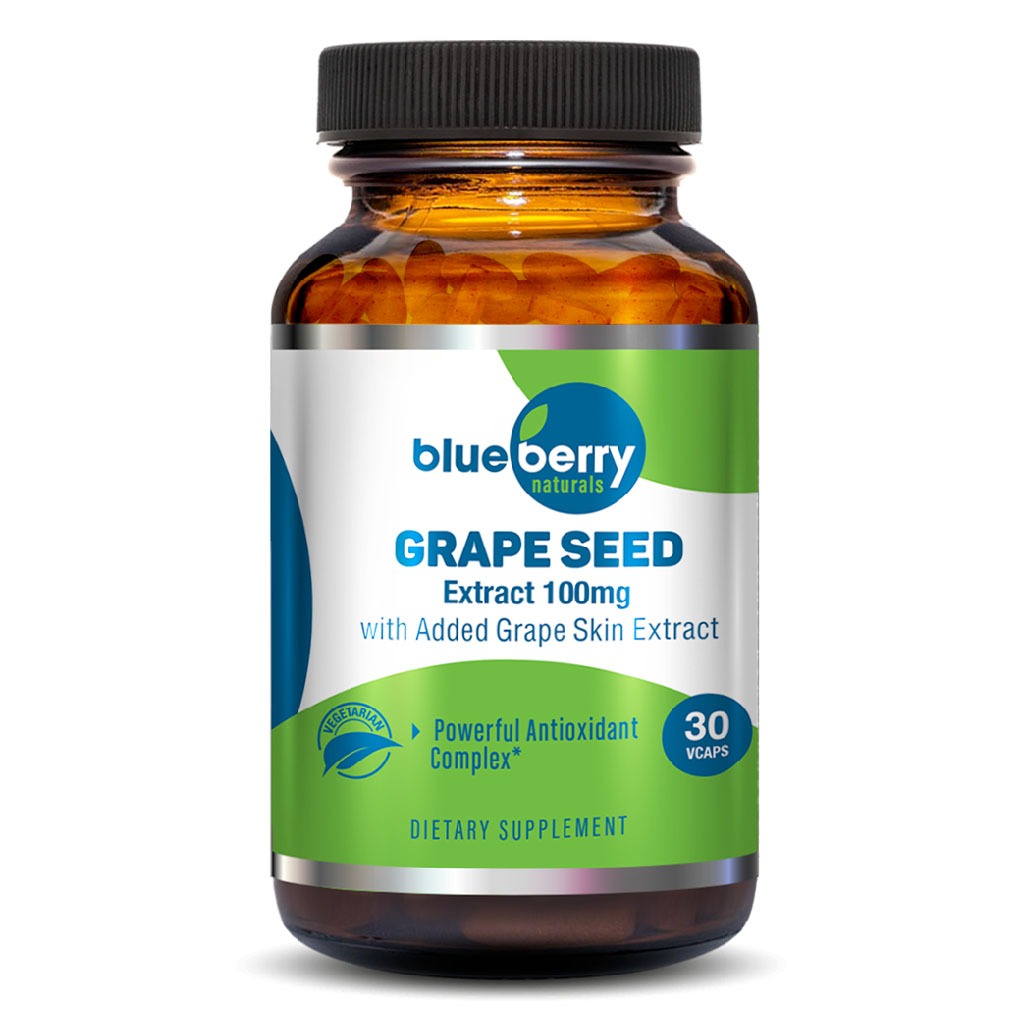 Blueberry Naturals Grape Seed Extract 100mg Vegetarian Capsules, Pack of 30's - Easy Pharmacy LLC