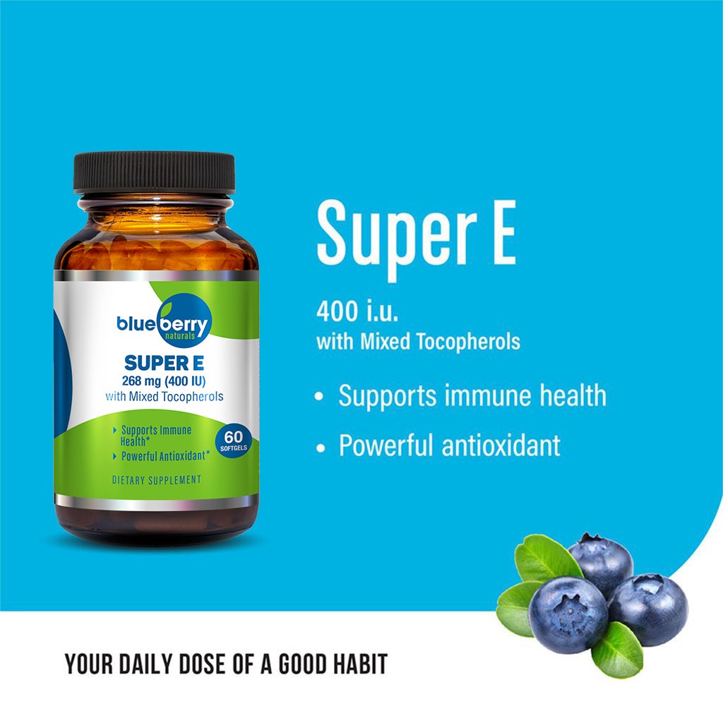 Blueberry Naturals Super E 400IU Softgels 60's B0210 - Easy Pharmacy LLC