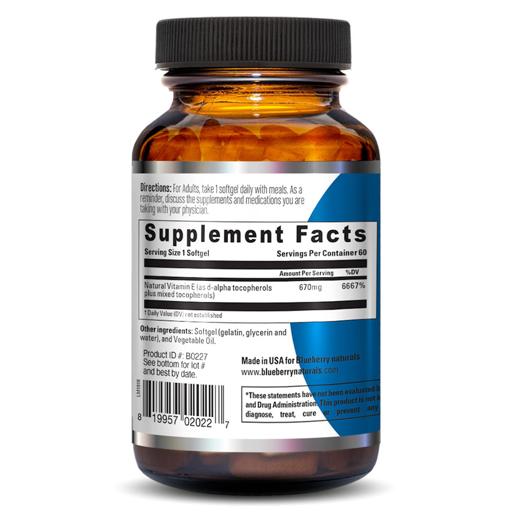 Blueberry Naturals Super E 1000IU Softgels 60's B0227 - Easy Pharmacy LLC