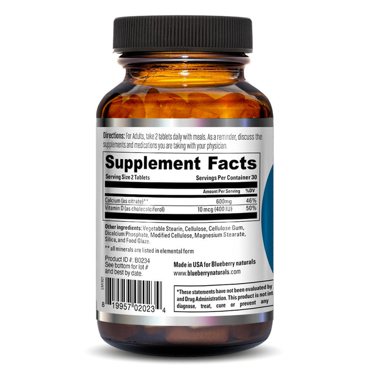 Blueberry Naturals Calcium Citrate 600 mg Tablets 60's B0234 - Easy Pharmacy LLC