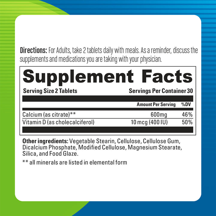 Blueberry Naturals Calcium Citrate 600 mg Tablets 60's B0234 - Easy Pharmacy LLC