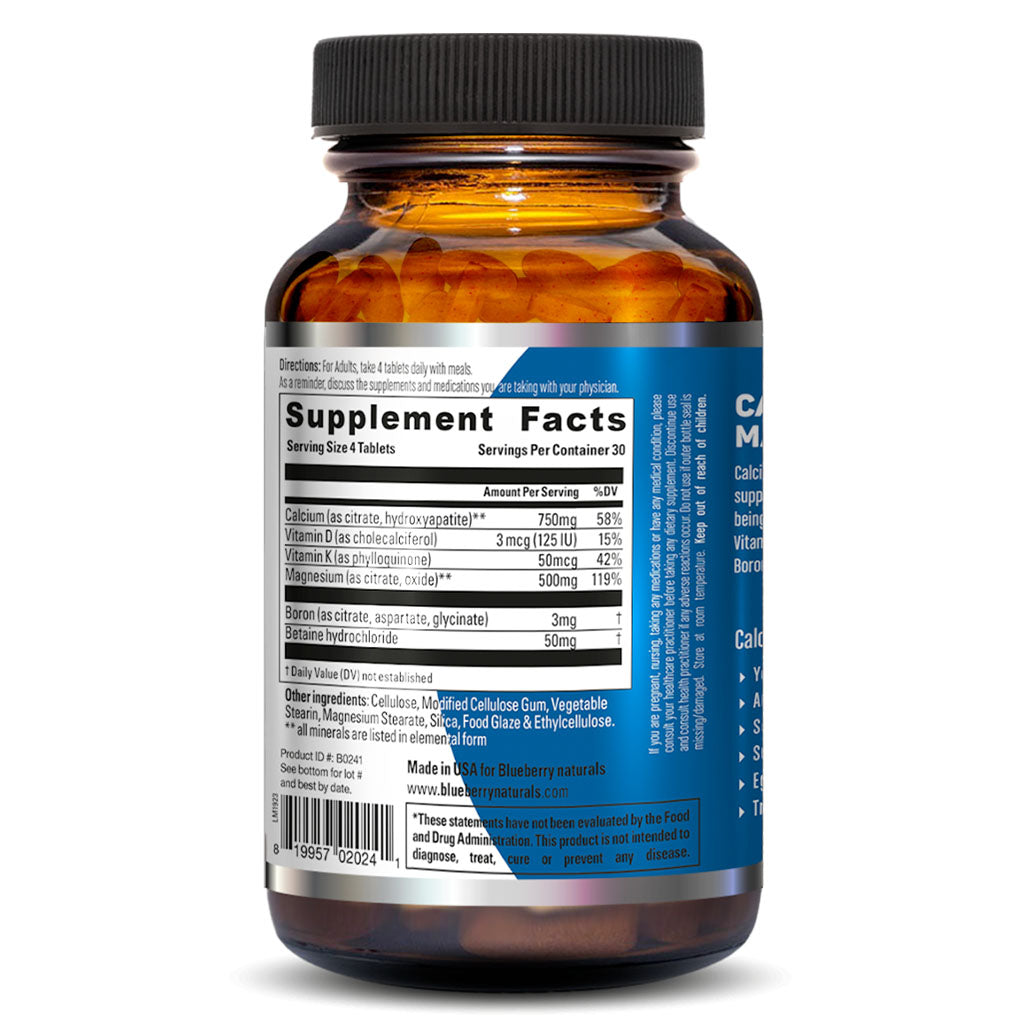 Blueberry Naturals Calcium Magnesium Citrate Tablets 120's B0241 - Easy Pharmacy LLC