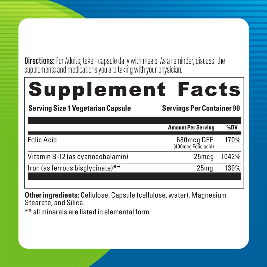 Blueberry Naturals Easy Iron 25 mg Vegetarian Capsules 90's B0265 - Easy Pharmacy LLC