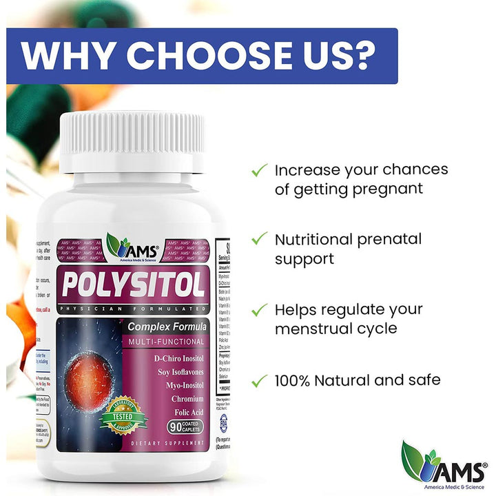 AMS Polysitol Caplet, Fertility Supplement For Women, Pack of 90's - Easy Pharmacy LLC