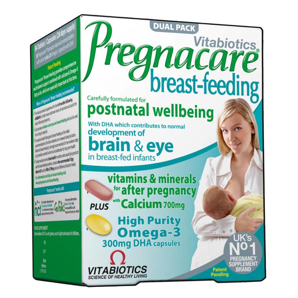 Vitabiotics Pregnacare Breast-Feeding All-In-One Postnatal Supplement, Dual Pack of Postnatal Vitamin & Mineral Tablets 56's + Omega-3 Capsules 28's - Easy Pharmacy LLC