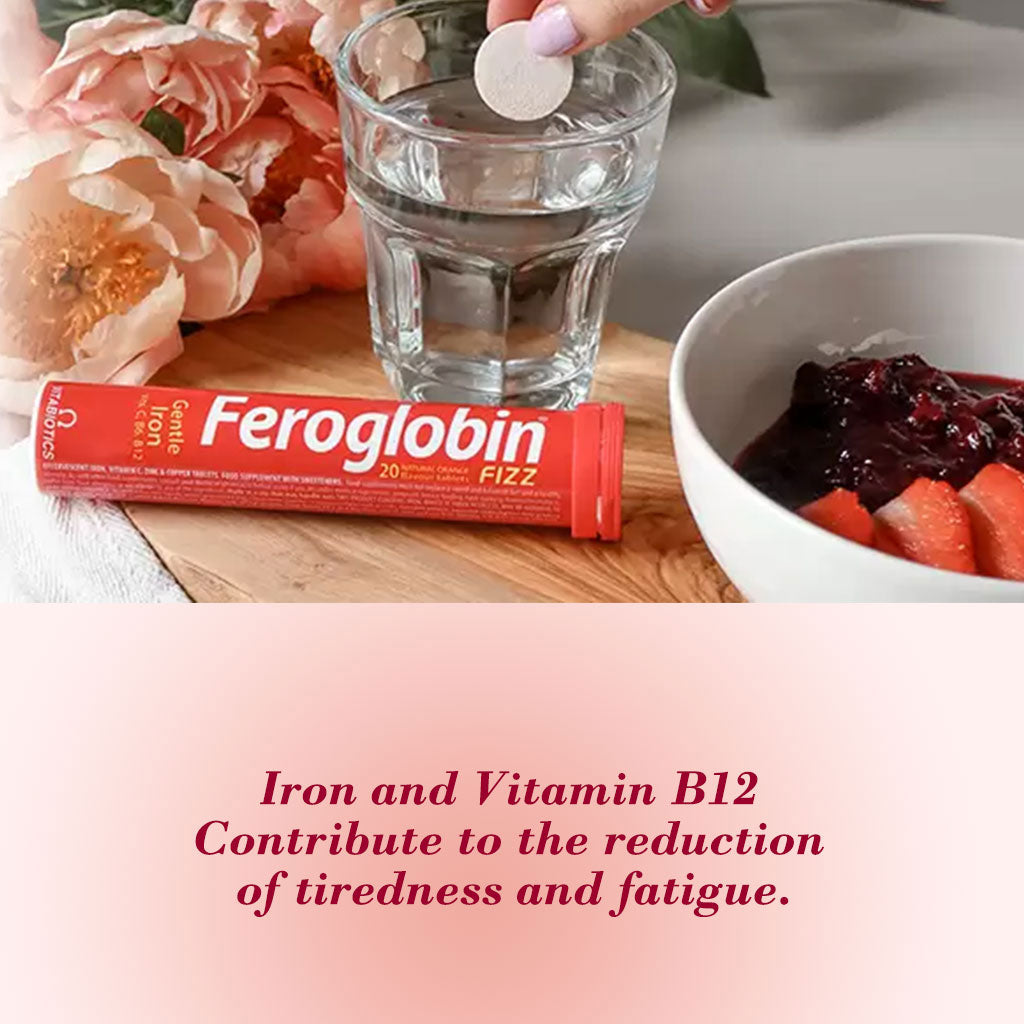 Vitabiotics Feroglobin Fizz Gentle Iron Effervescent Tablets For Energy Support, Pack of 20's - Easy Pharmacy LLC