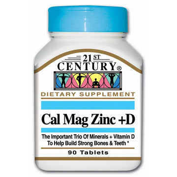 21st Century Calcium Magnesium Zinc And Vitamin D Tablets For Bones And Teeth 90 Count