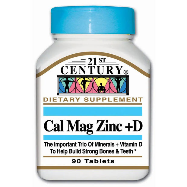 21st Century Calcium Magnesium Zinc And Vitamin D Tablets For Bones And Teeth 90 Count