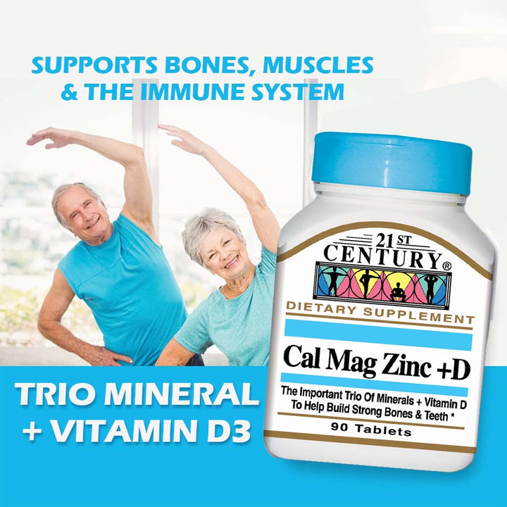 21st Century Calcium, Magnesium, Zinc & Vitamin D Tablets For Bones & Teeth, Pack of 90's - Easy Pharmacy LLC