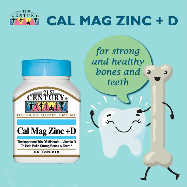 21st Century Calcium, Magnesium, Zinc & Vitamin D Tablets For Bones & Teeth, Pack of 90's - Easy Pharmacy LLC