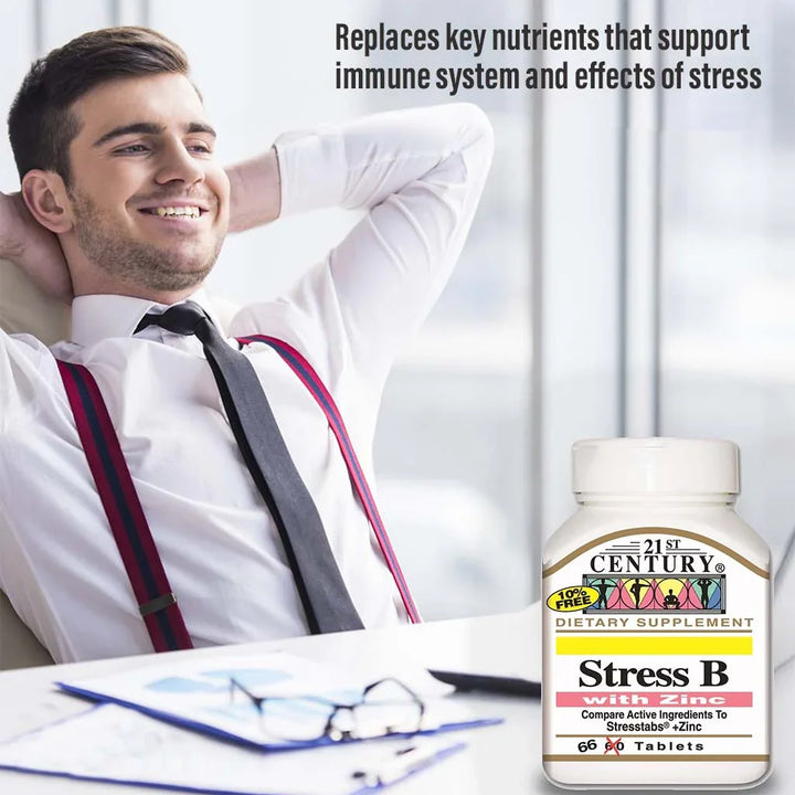 21st Century Stress B Multivitamin Tablets With Zinc For Energy & Immune Support, Pack of 30's - Easy Pharmacy LLC