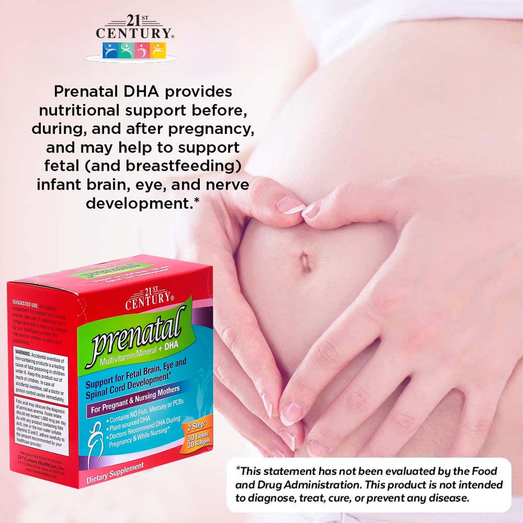 21st Century Prenatal Multivitamins/Mineral Tablets + Prenatal DHA Softgels, Dual Pack of 30's + 30's - Easy Pharmacy LLC