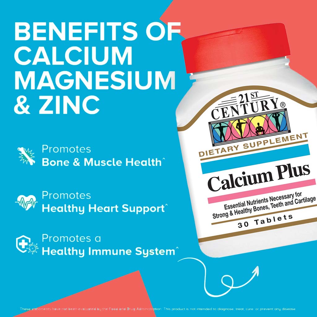 21st Century Calcium Plus Multimineral + Vitamin D Tablets For Bones & Teeth, Pack of 30's - Easy Pharmacy LLC