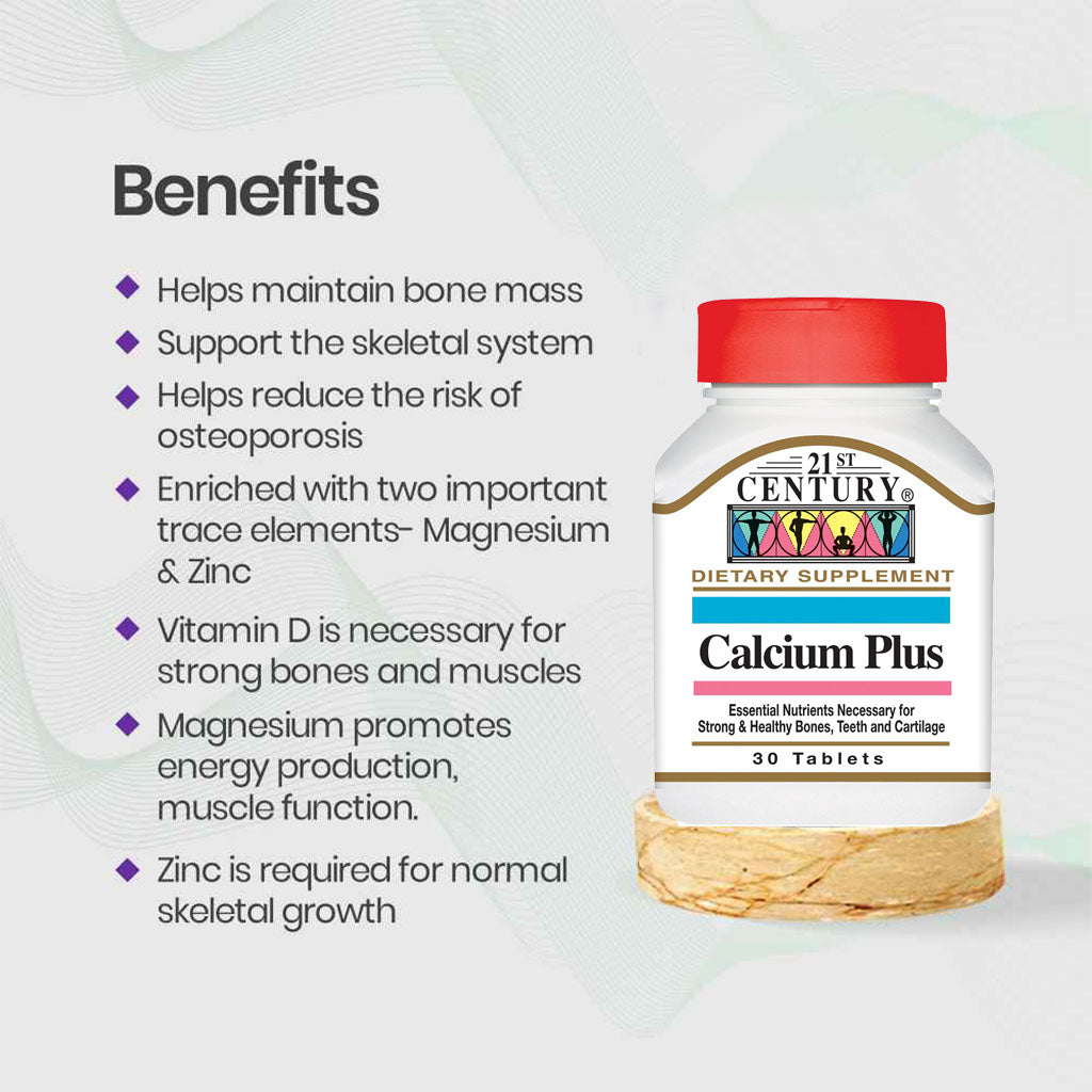 21st Century Calcium Plus Multimineral + Vitamin D Tablets For Bones & Teeth, Pack of 30's - Easy Pharmacy LLC