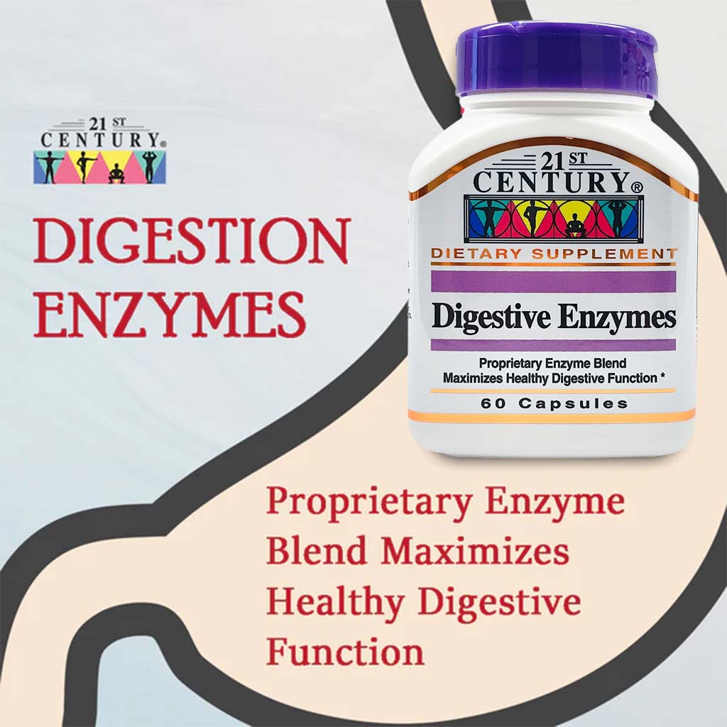 21st Century Digestive Enzymes Capsules For Healthy Digestive Function, Pack of 60's - Easy Pharmacy LLC