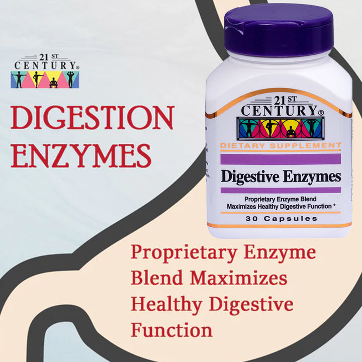 21st Century Digestive Enzymes Capsules For Healthy Digestive Function, Pack of 30's - Easy Pharmacy LLC