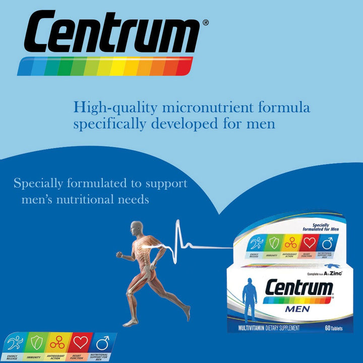 Centrum Men's Multivitamin Supplement Tablets, Pack of 60's - Easy Pharmacy LLC