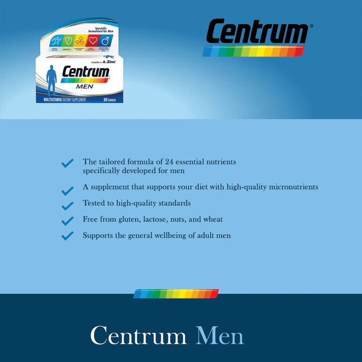 Centrum Men's Multivitamin Supplement Tablets, Pack of 60's - Easy Pharmacy LLC